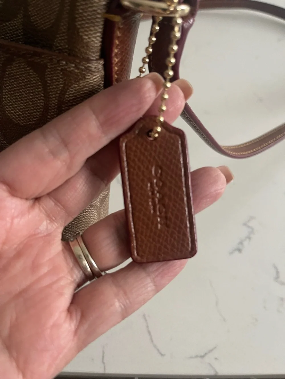 Coach Brown Signature Canvas Crossbody with Dark Brown Trim - Picture 7 of 15